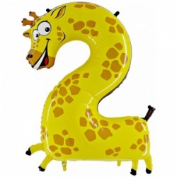 Шар Цифра "2" Жираф (в упаковке)