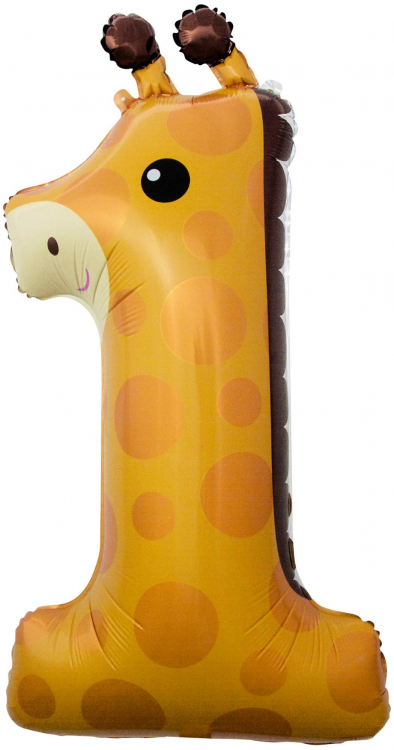 Шар Цифра "1" Жираф (в упаковке)