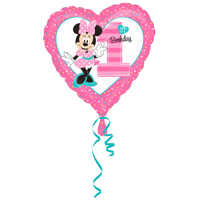 Шар Сердце, Минни 1й День рождения / Minnie 1st Birthday (в упаковке)