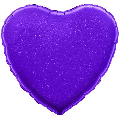 Шар Сердце, Фиолетовый, Голография / Violet Glitter Holographic (в упаковке)