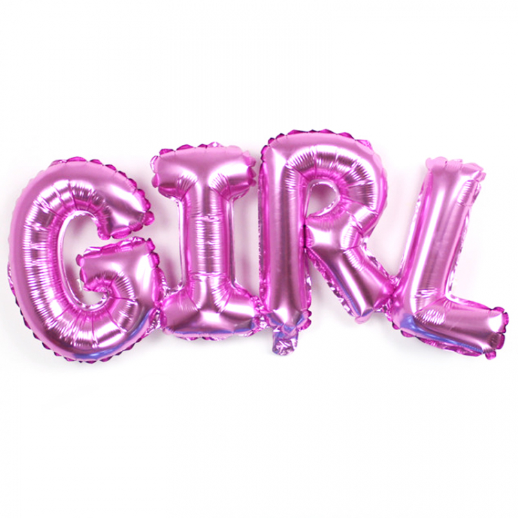 Шар Фигура, Надпись "Girl", Розовый